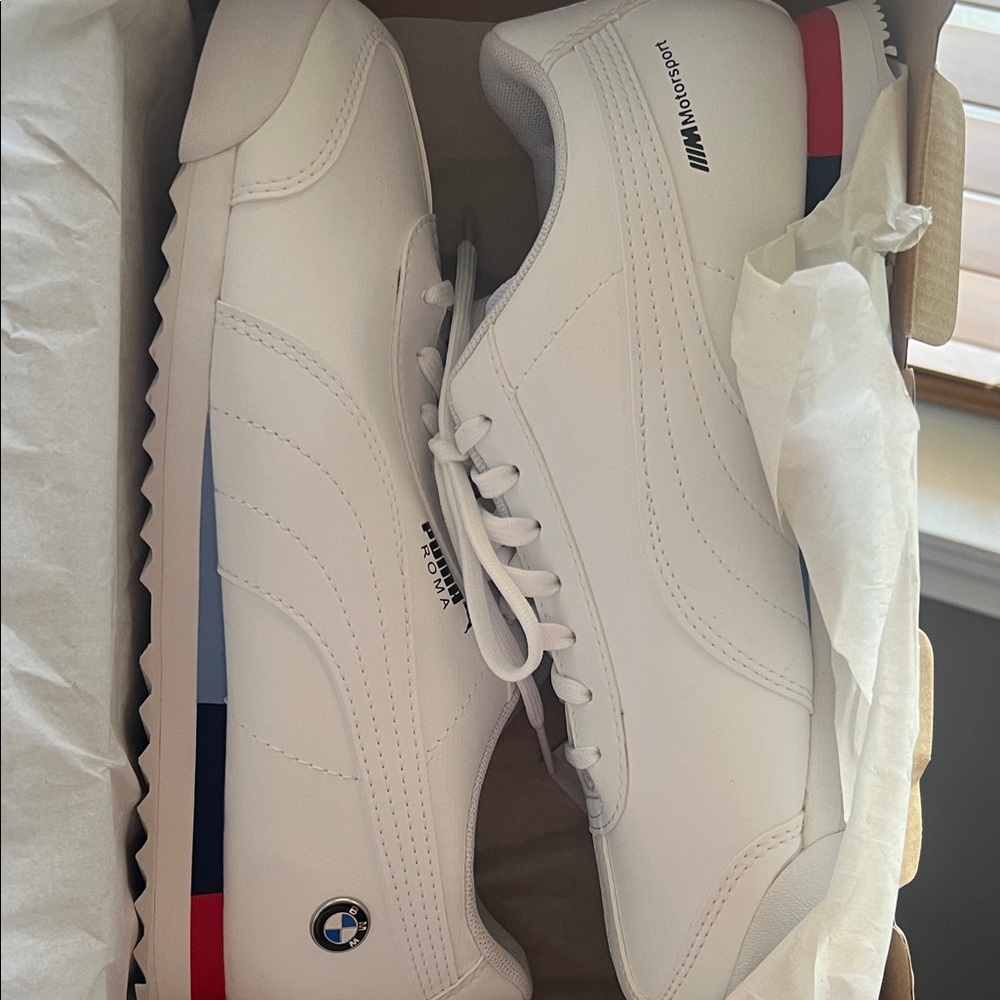 BMW White and Blue Men's Shoes